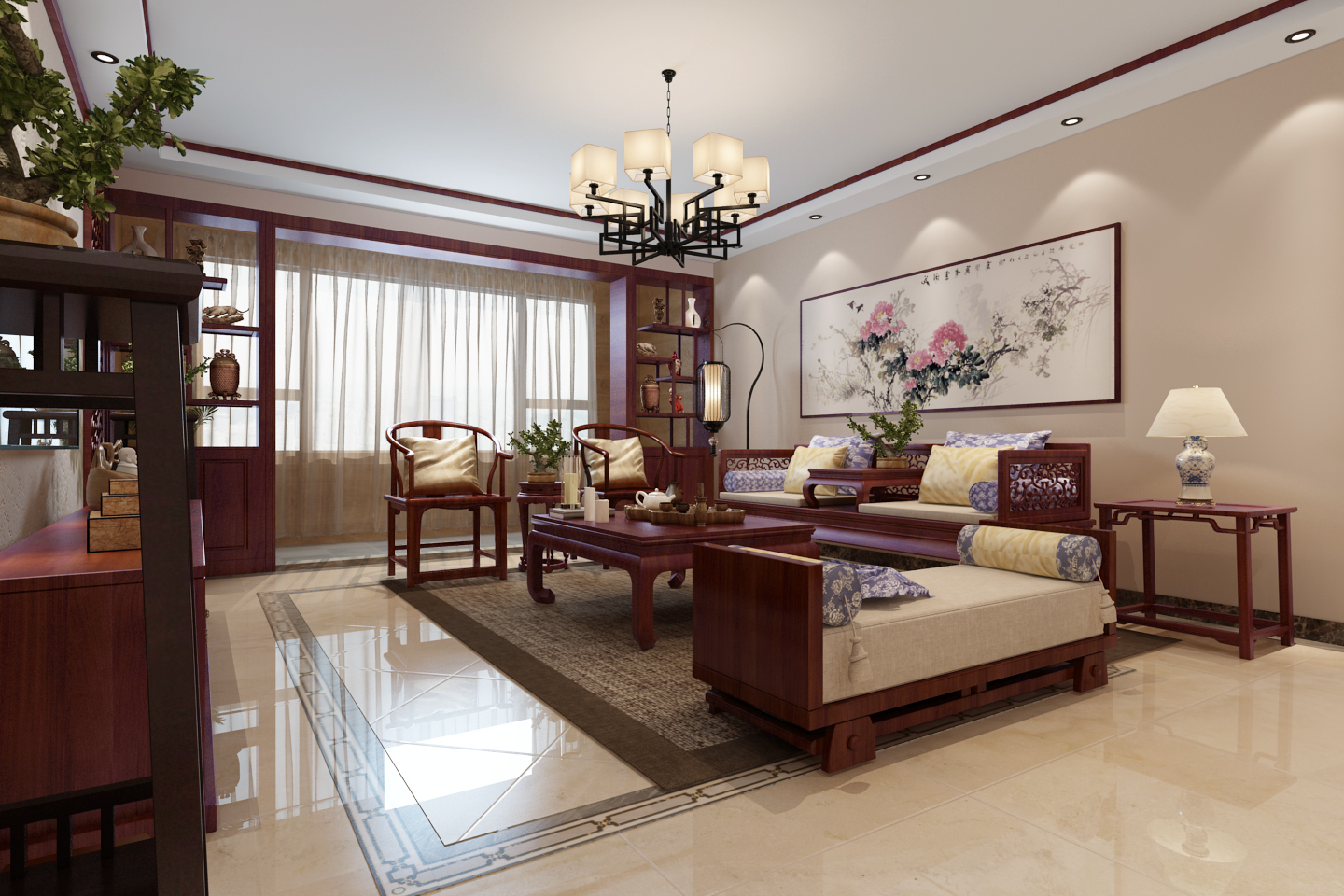 济南报业文苑新中式风格家庭装修设计案例